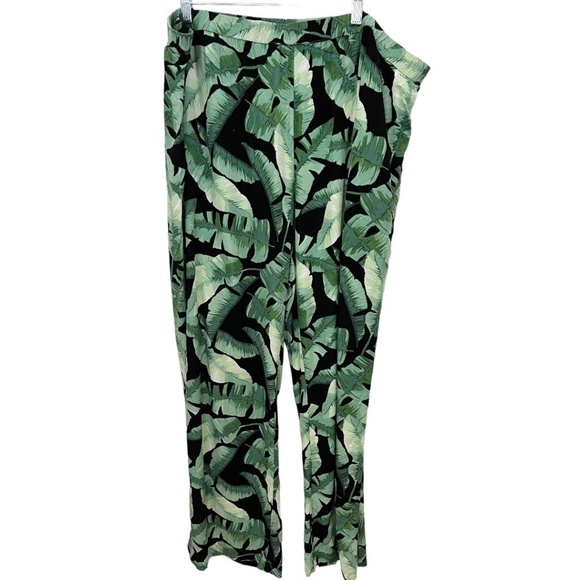 C. Wonder Plus Green Tropical Print Elastic Waist Pants Pockets! Size 22W - Picture 4 of 4